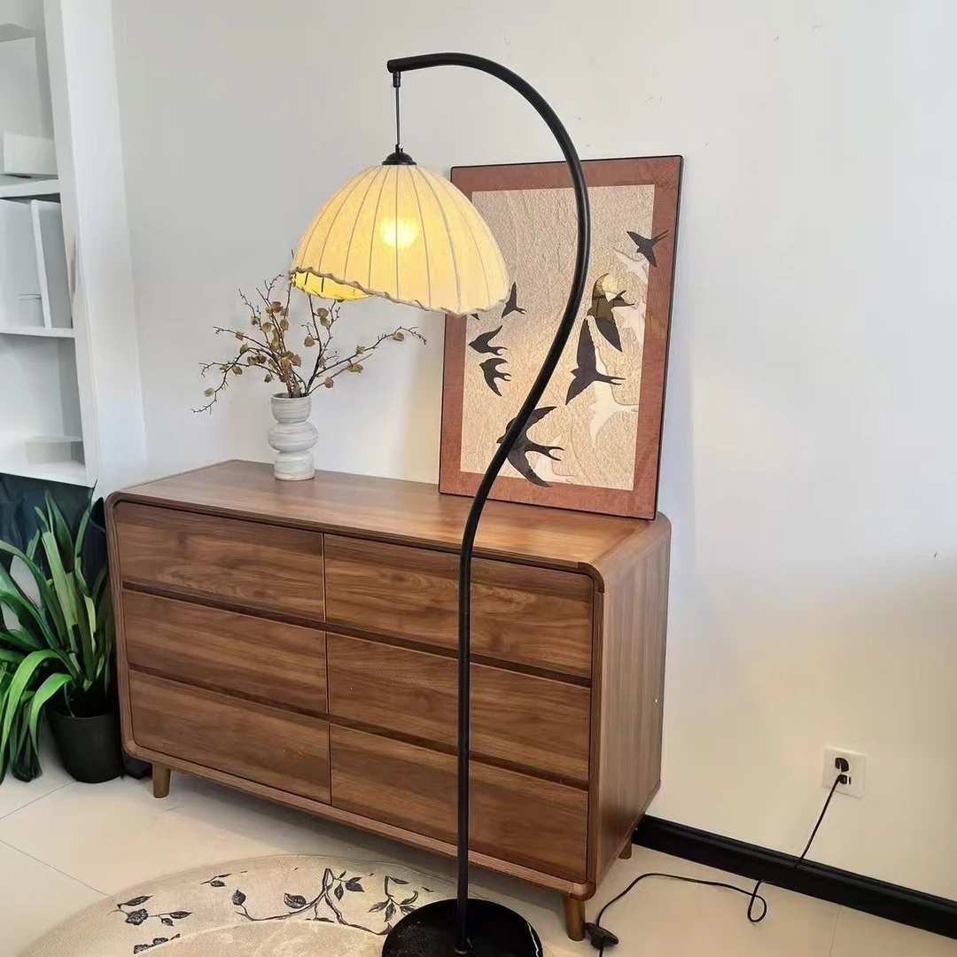 中古客厅落地灯美式复古沙发旁氛围灯法式侘寂风卧室床头立式台灯