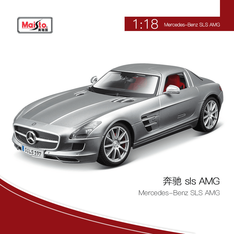 maisto/美驰图 1:18合金汽车模型仿真车模型奔驰SLS车模仿真原厂跑车