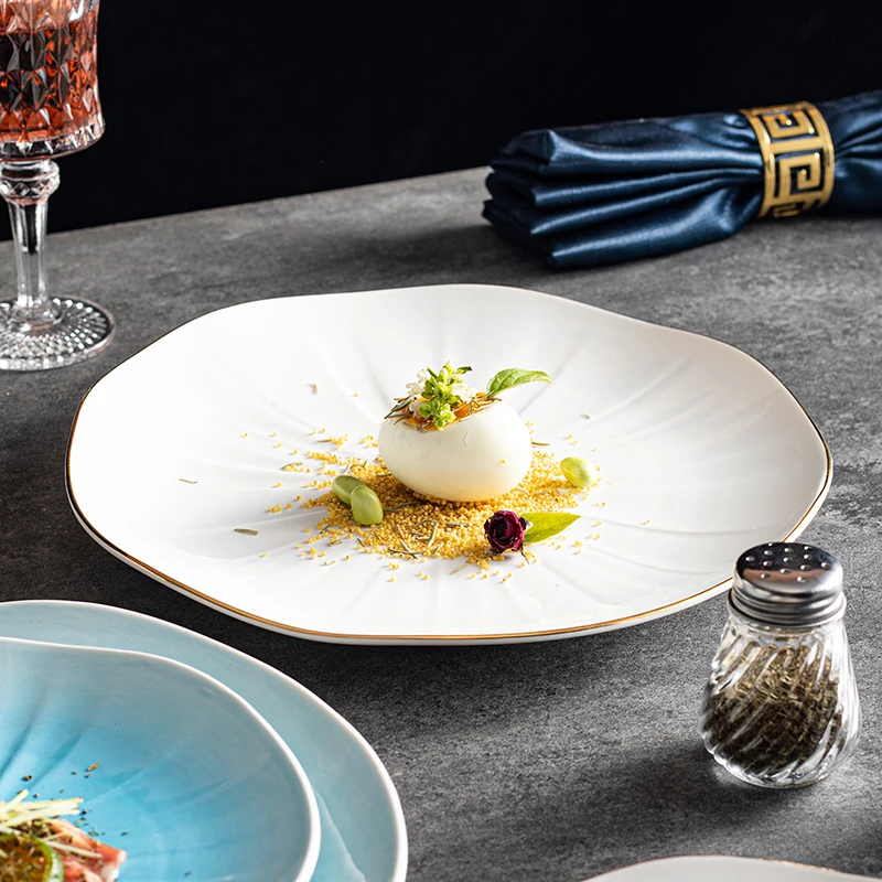 陶瓷圆盘子西餐盘牛排餐盘家用盘子白色平盘浅盘水果盘高级感轻奢