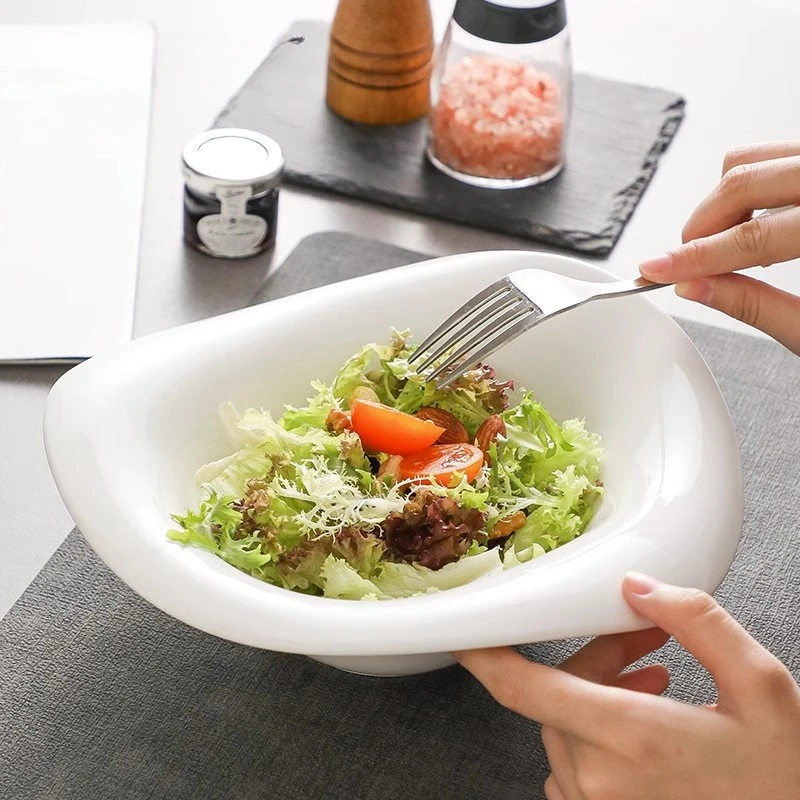 网红创意仪式感汤碗高颜值水果碗家用沙拉碗简约深盘商用异形餐具