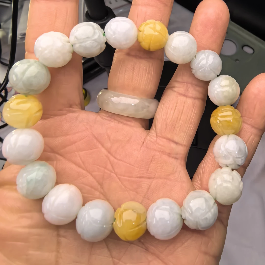 天然A货翡翠缅料手串珠子卡9加多样一条随机发