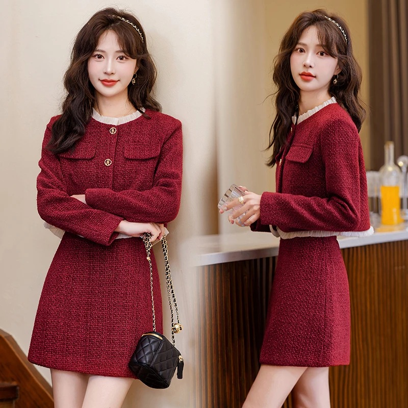 小香风套装气质两件套裙子2024新款爆款秋冬洋气矮个子小个子女装