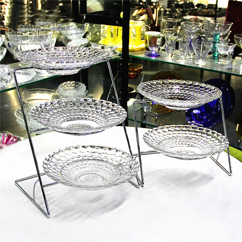 自助餐展示盘台水果凉菜展示架子点心茶歇糕点摆盘水果盘支架玻璃