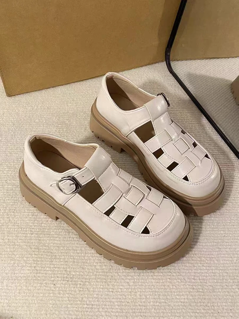 厚底鞋女款黑色乐福鞋2024爆款洋气百搭百搭小众单鞋