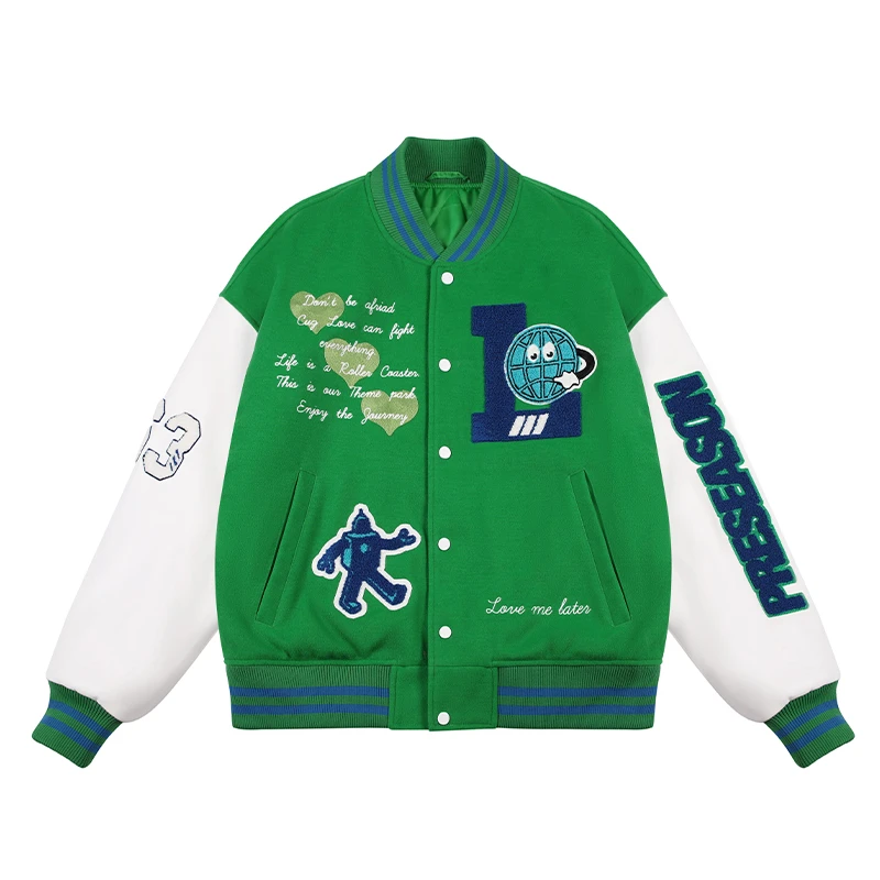 LOVEMELATER王以太主理毛巾刺绣棒球服情侣款美式潮牌街头外套