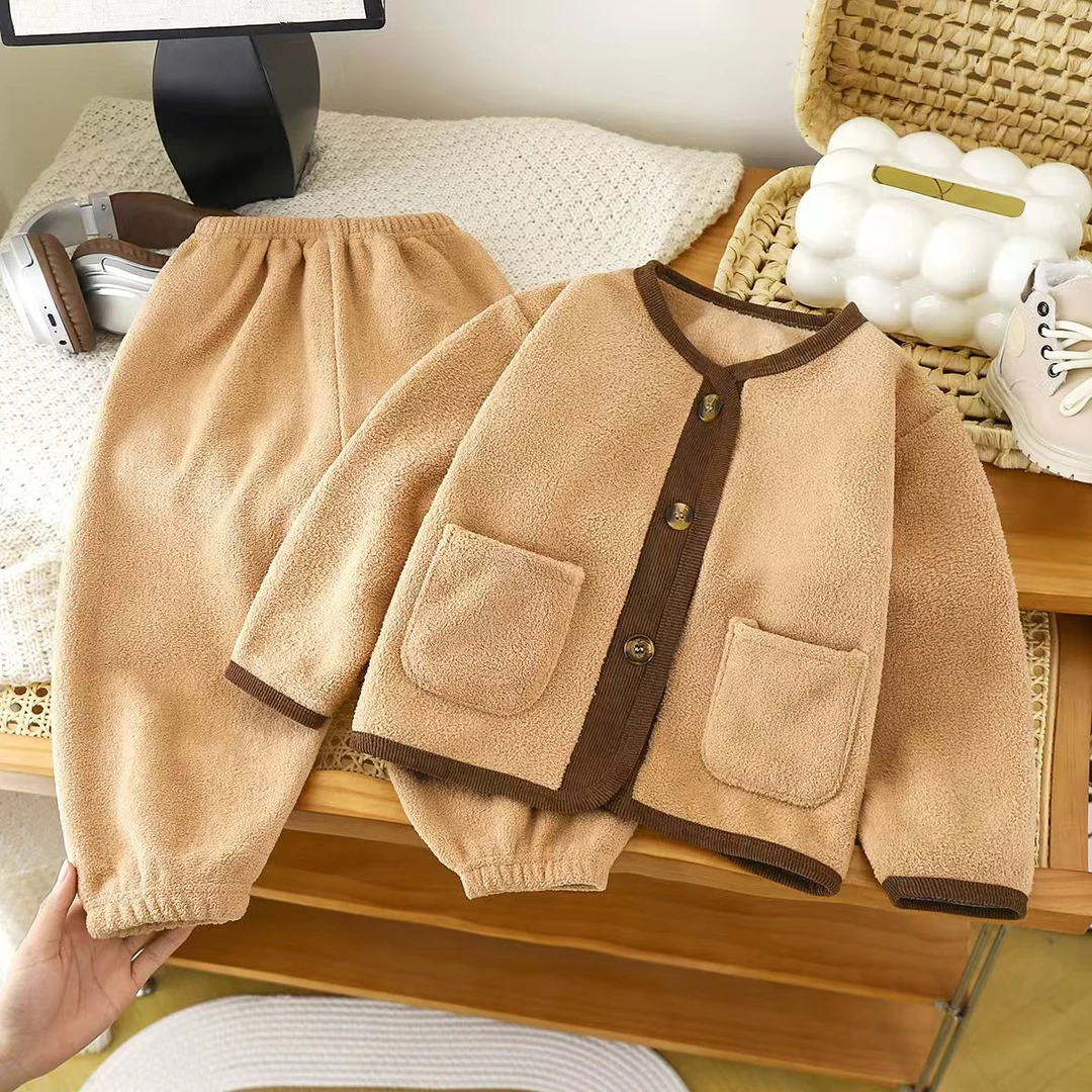 【红人上新】羊棉绒保暖套装秋冬宝宝男童女童温暖舒适外套加裤子