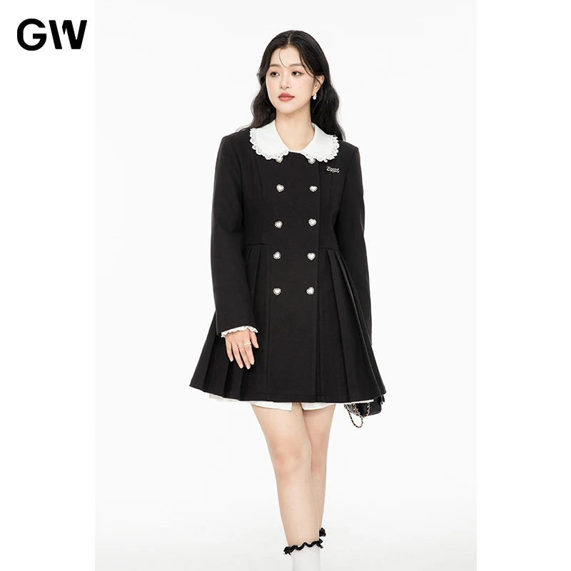 GW大码女装气质黑色显瘦西装连衣裙2023秋季新款微胖mm女3L6307