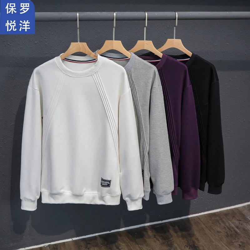 重磅圆领卫衣男士春秋款2024新款潮宽松设计感打底衫男款上衣309