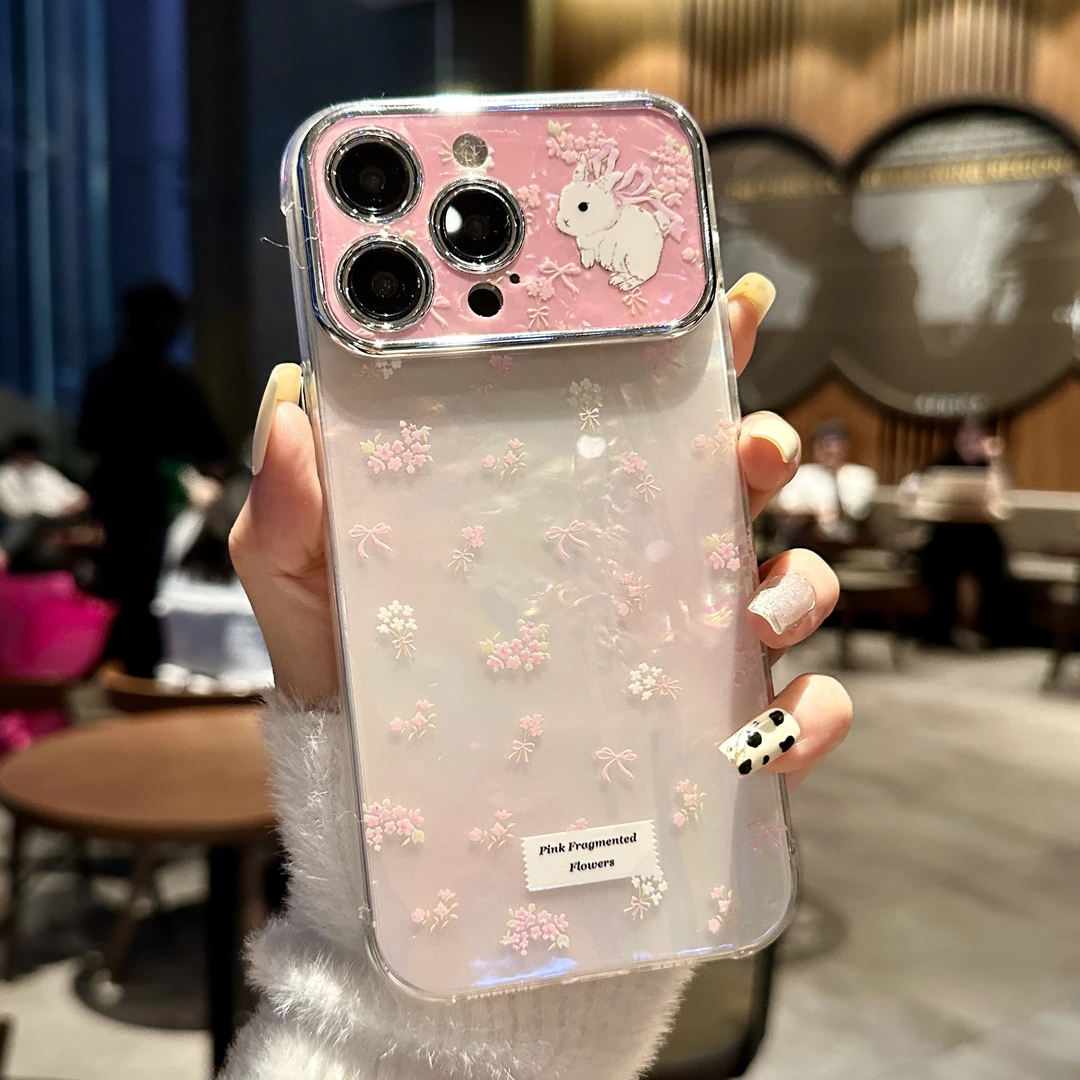 贝壳纹兔子小碎花苹果15手机壳iPhone14新款13pro/12promax可爱11