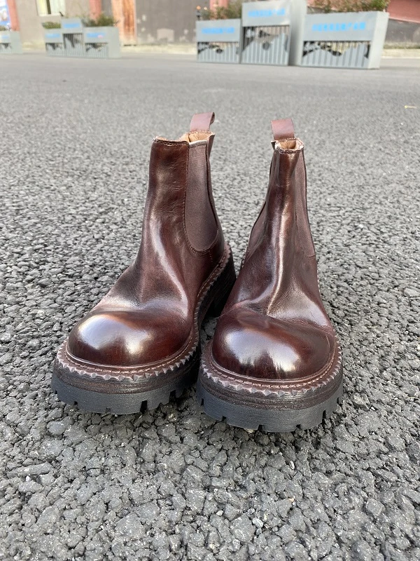 小陈手工女鞋（34-40码）/5cm欧版定制真皮手工做旧烟筒靴