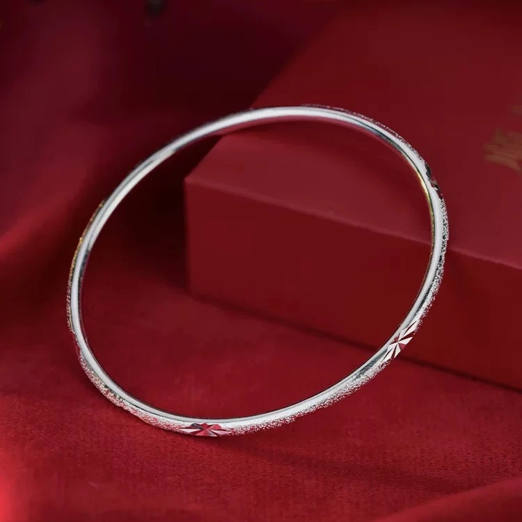 足银手镯 A840足银999.9满天星新款轻奢小众精致实心开口简约百搭