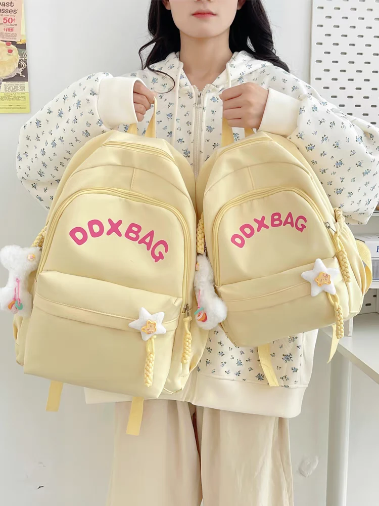 女大学生时尚简约书包日系初中高中生休闲上课双肩包韩版旅行背包