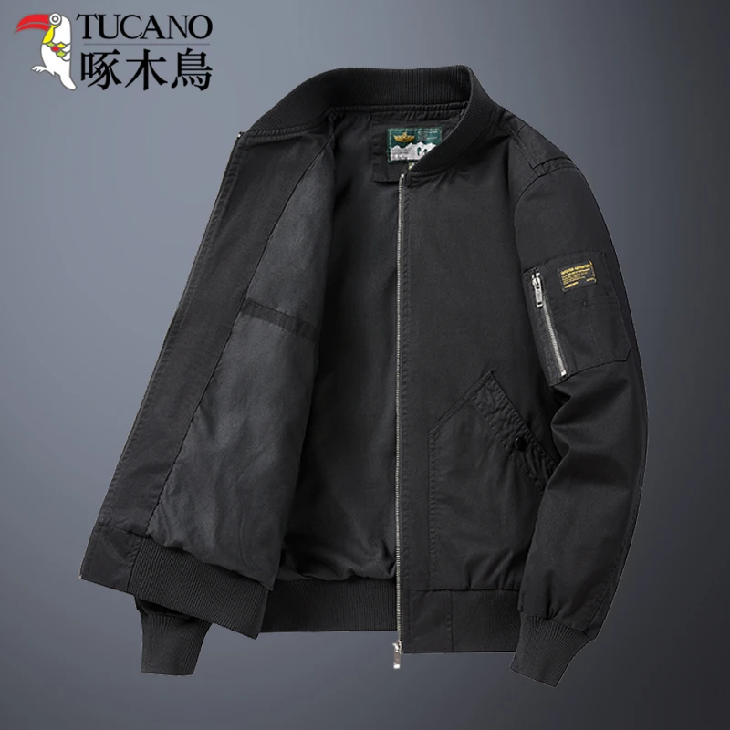 TUCANO/啄木鳥棒球领飞行员夹克男士春秋纯棉工装休闲中年外套男