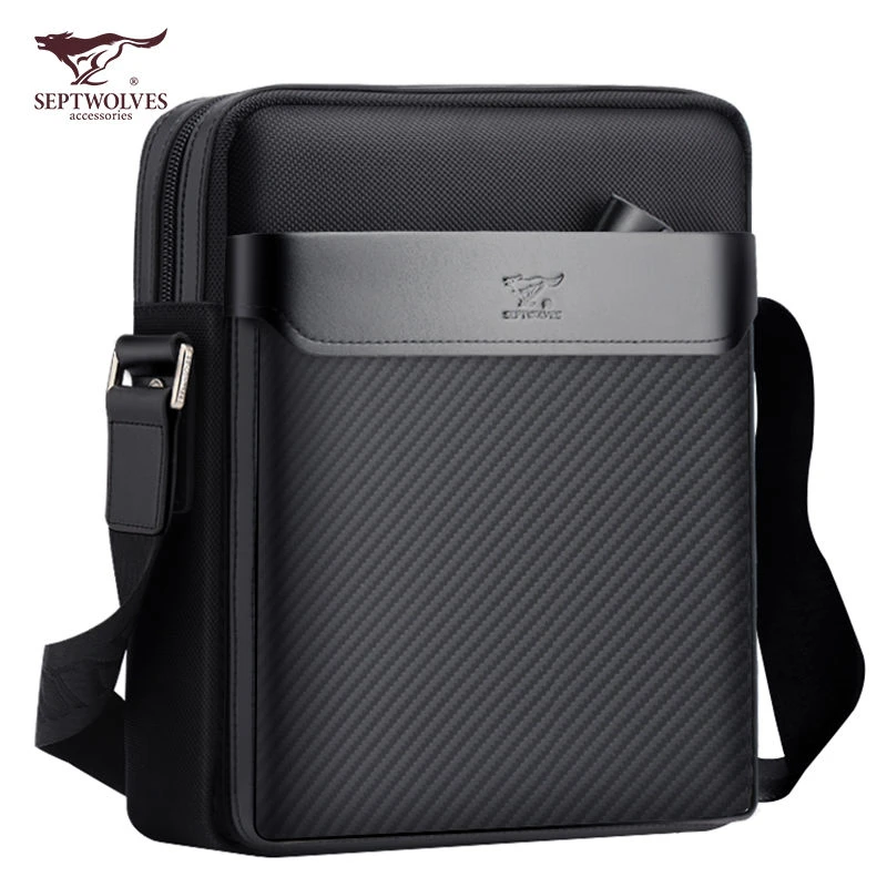 正品七匹狼男包单肩包多功能男士包包新款高档挎包防水牛津布背包