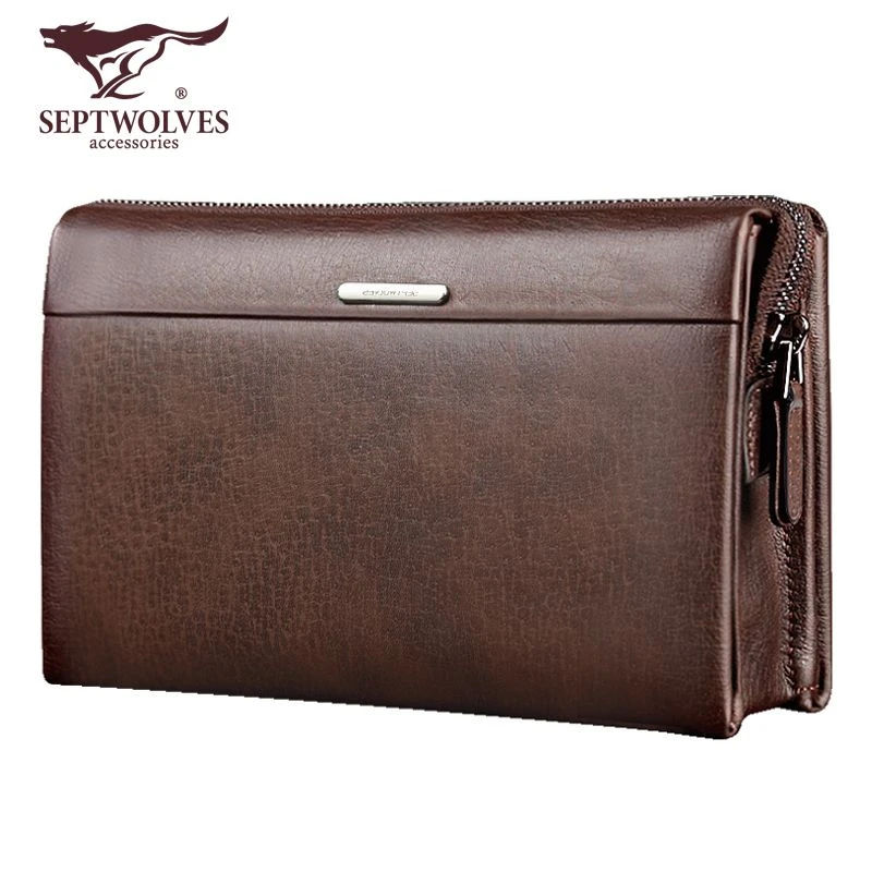 七匹狼男士包包大手包男真皮包软大容量手抓包牛皮手拿包男包钱包