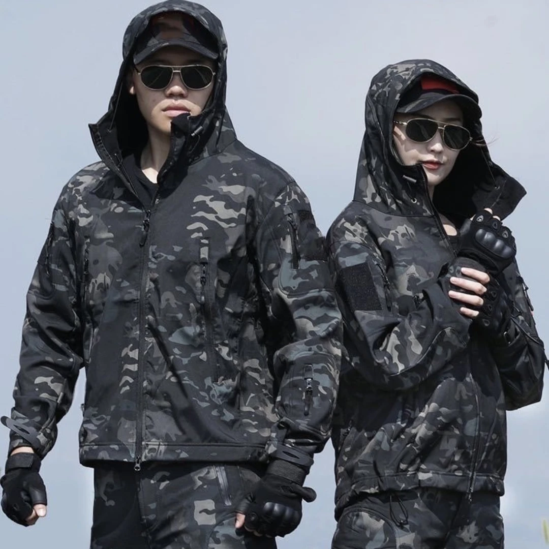 冲锋衣男秋冬季户外防磨防水防风加绒外套上衣裤子一套保暖登山