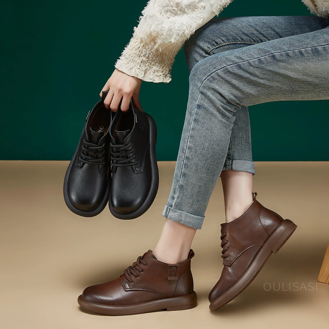 [男女情侣款]Oulisasi2024新款头层牛皮马丁靴系带英伦风复古手工