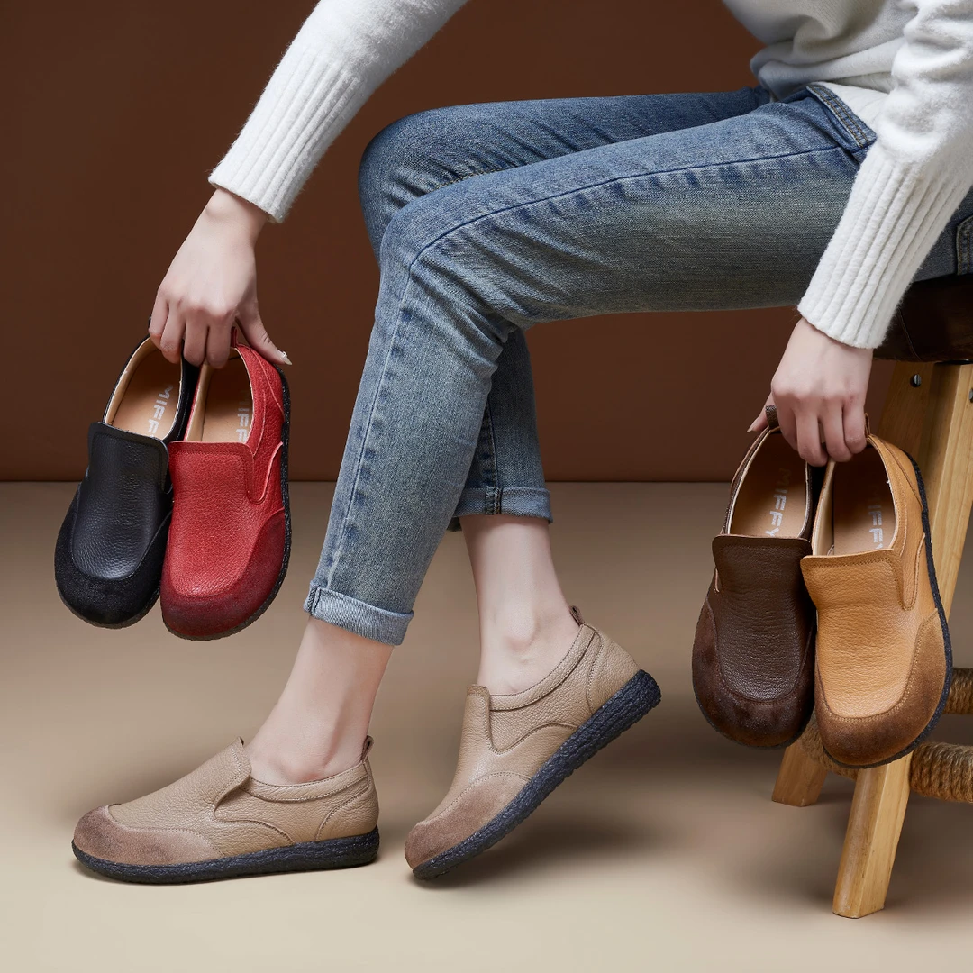 | 惊喜-260 |头层牛皮3公分春秋款皮鞋女轻便时尚软底休闲一脚蹬