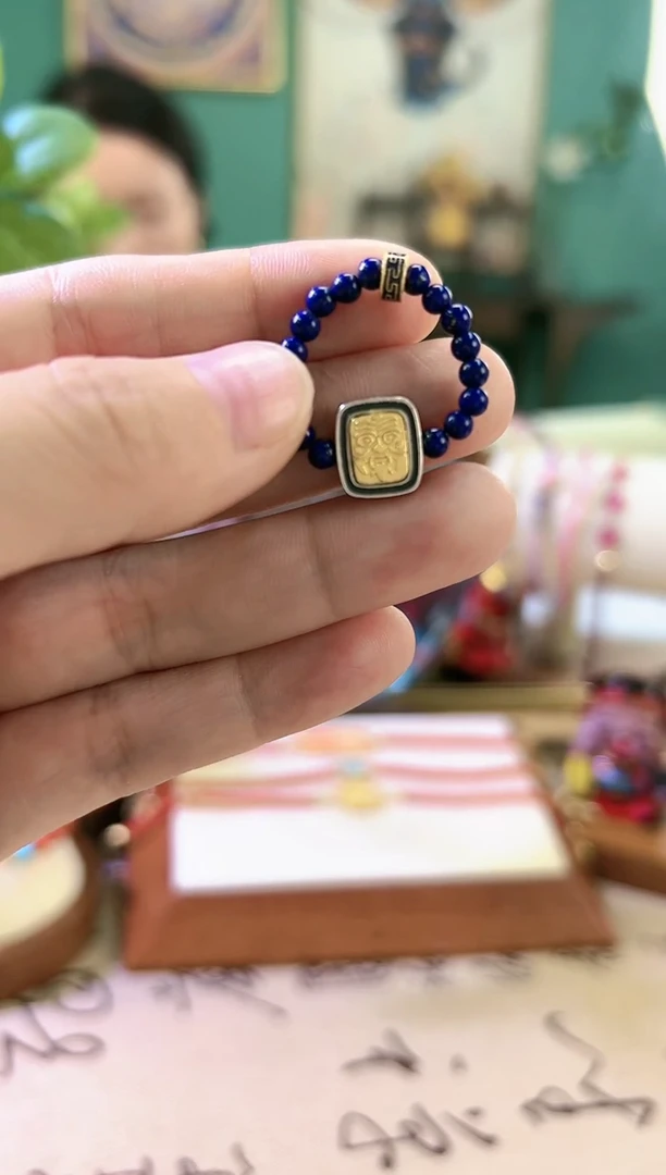 【闪购商品】青金石戒指银S925镶嵌青金石扎基拉姆戒子