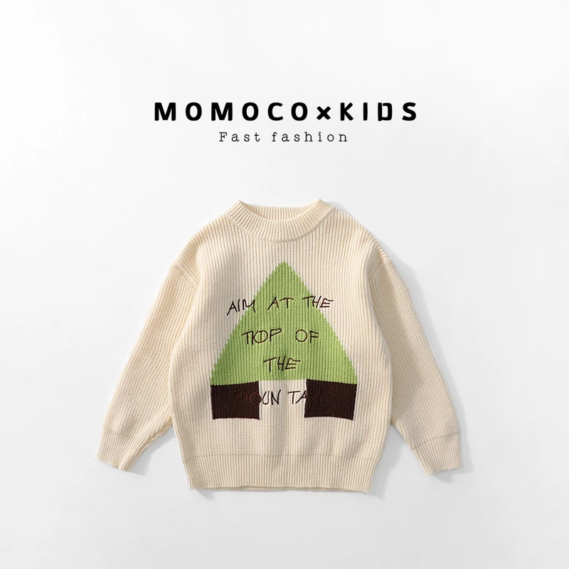 MOMOCO2023男童圆领套头时尚百搭秋冬打底毛衣76430230211