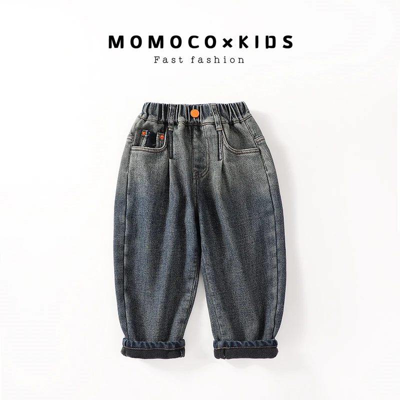 MOMOCO2023冬季宽松韩版休闲时尚儿童牛仔裤76430350205