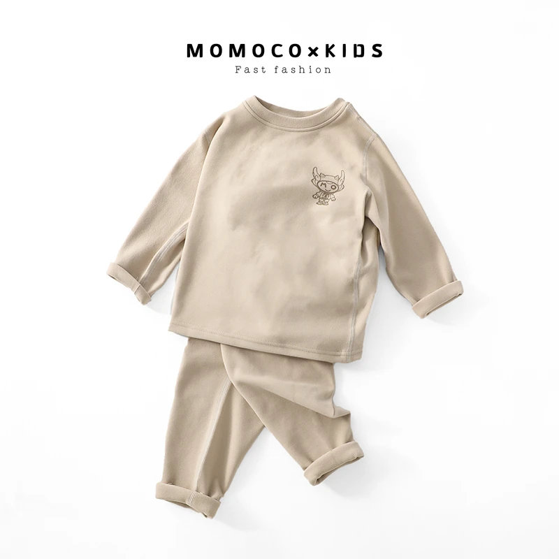 MOMOCO宝宝儿童春秋长袖男童运动加绒保暖圆领家居服76430582201