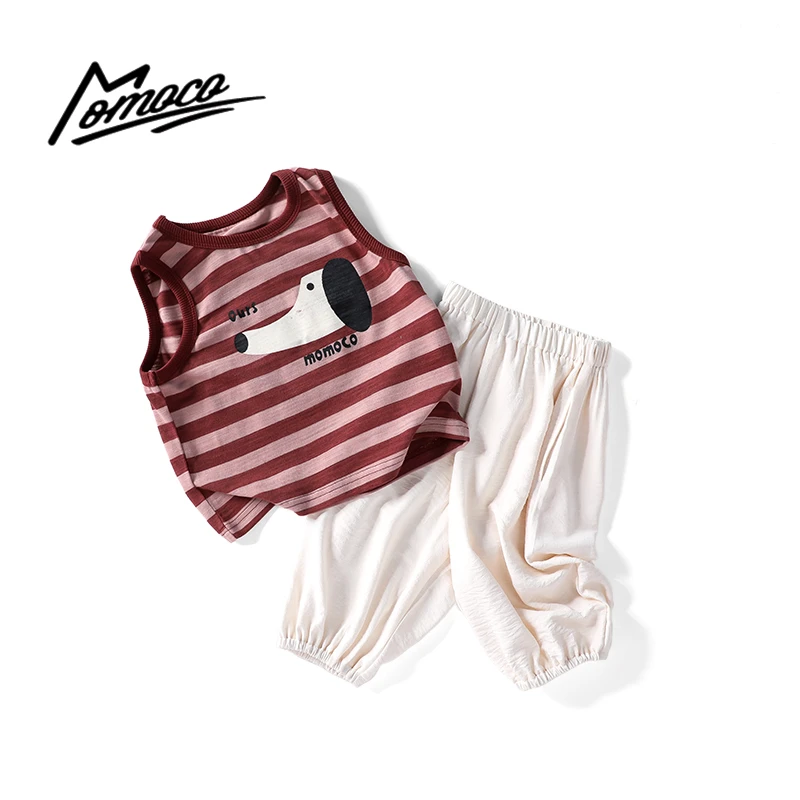 MOMOCO夏季男童条纹背心套装小狗两件套75230580057