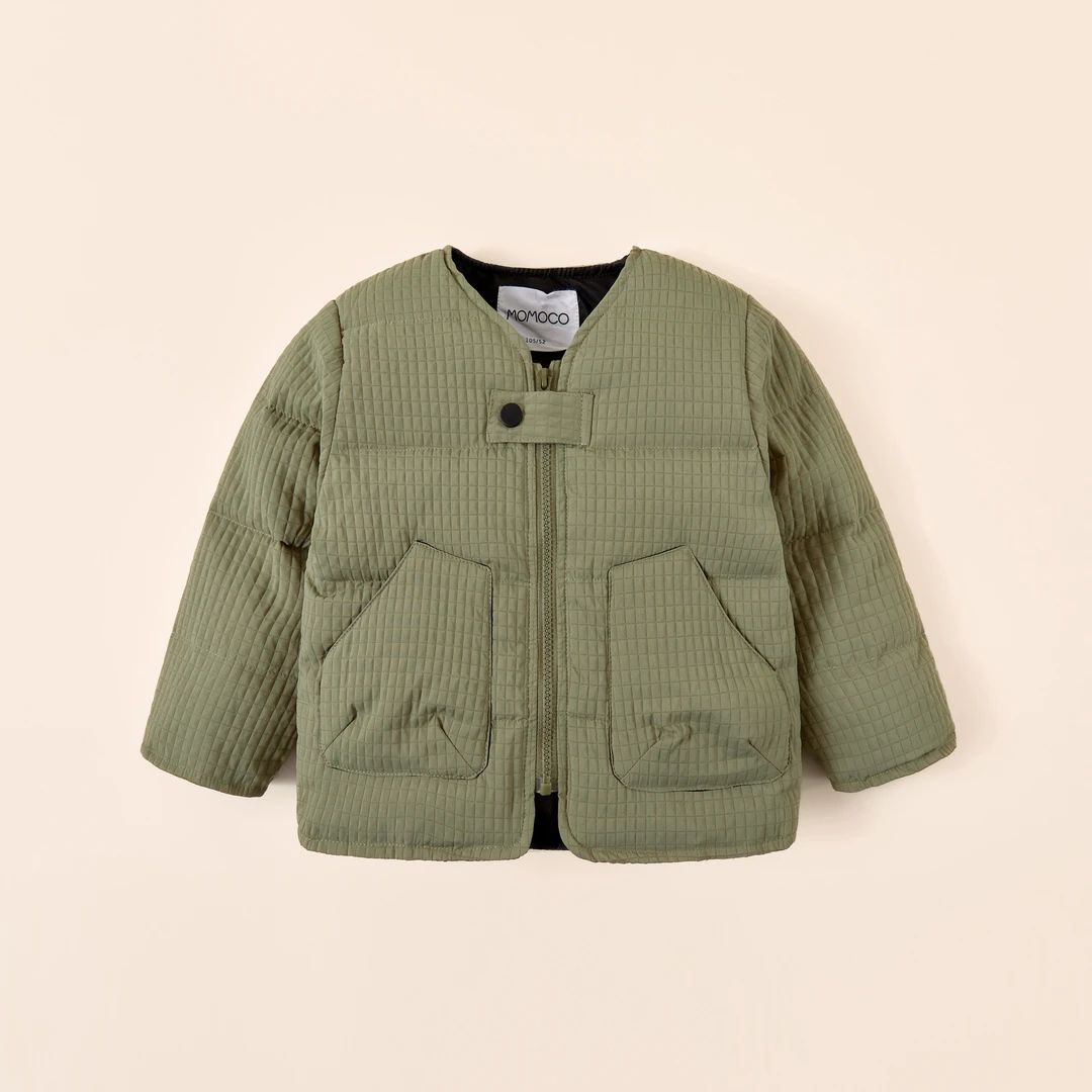 MOMOCO/2023新款男童时尚轻薄百搭绿色秋冬保暖羽绒服76380102200