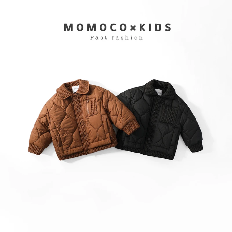 MOMOCO/2023新款冬季休闲保暖翻领麦穗韩版棉服外套76480101217