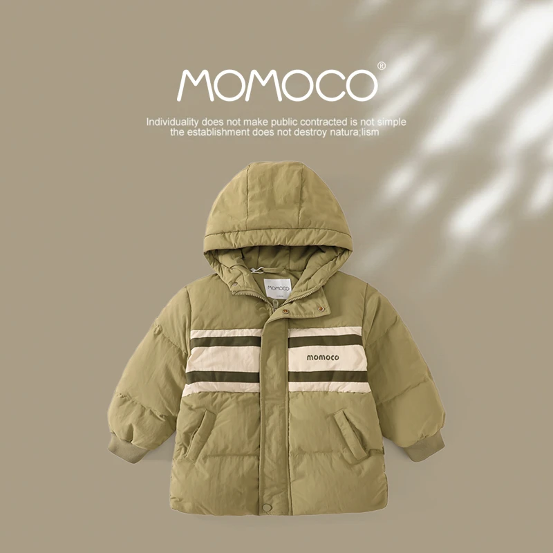 MOMOCO冬季新款男童简约连帽时尚潮流休闲鸭绒羽绒服76410102024