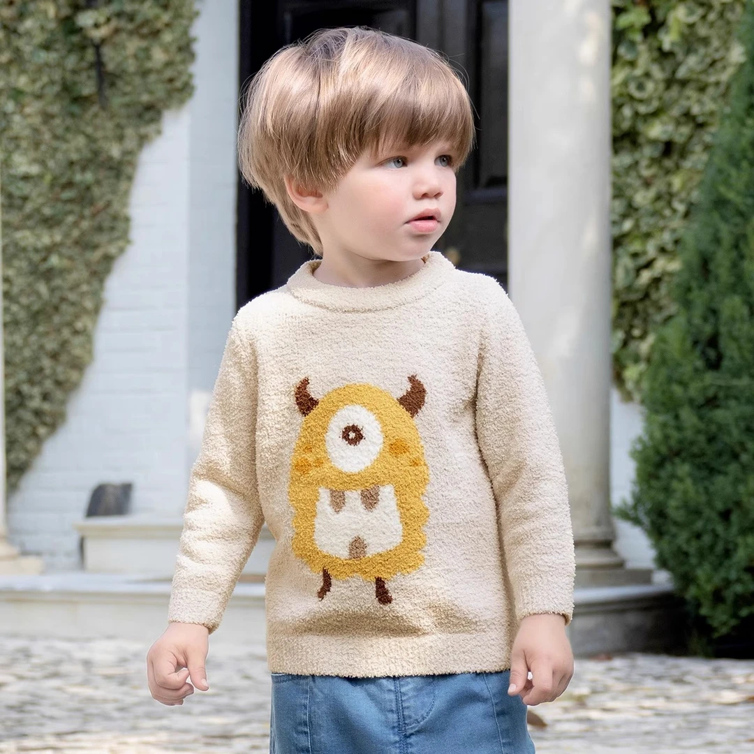 戴维贝拉童装儿童雪尼尔毛衣男女宝宝针织衫秋冬内搭上衣DBM19273