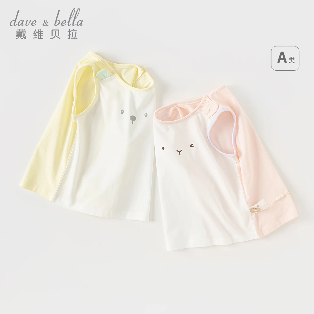 戴维贝拉儿童背心2025夏装新款女童T恤无袖纯棉男童上衣DB2241180