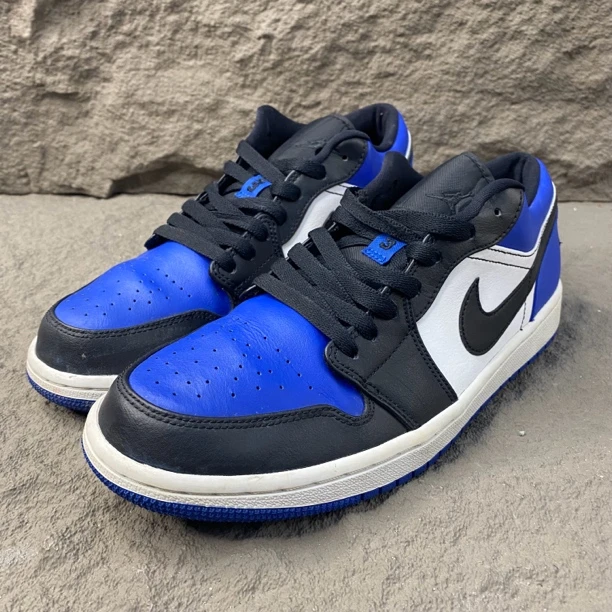 44.5码/市场价2009/Nike AJ1 Low 白蓝篮球鞋 二手无盒