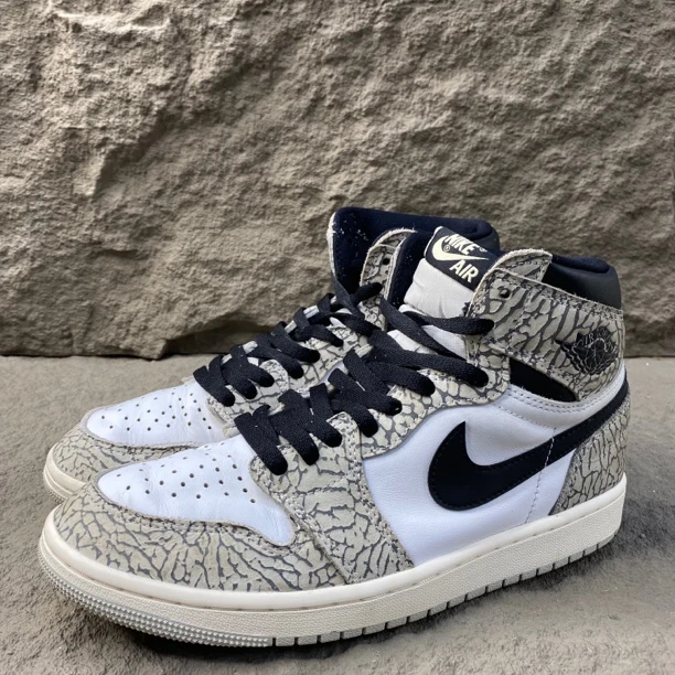 42.5码/市场价849/Nike AJ1 OG 爆裂纹 白黑 休闲鞋 二手无盒
