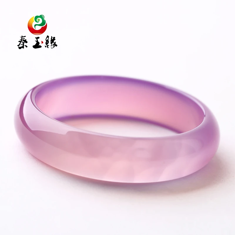 【经典款】西安冰花芙蓉玉手镯粉色玛瑙玉髓玉镯子配饰女款