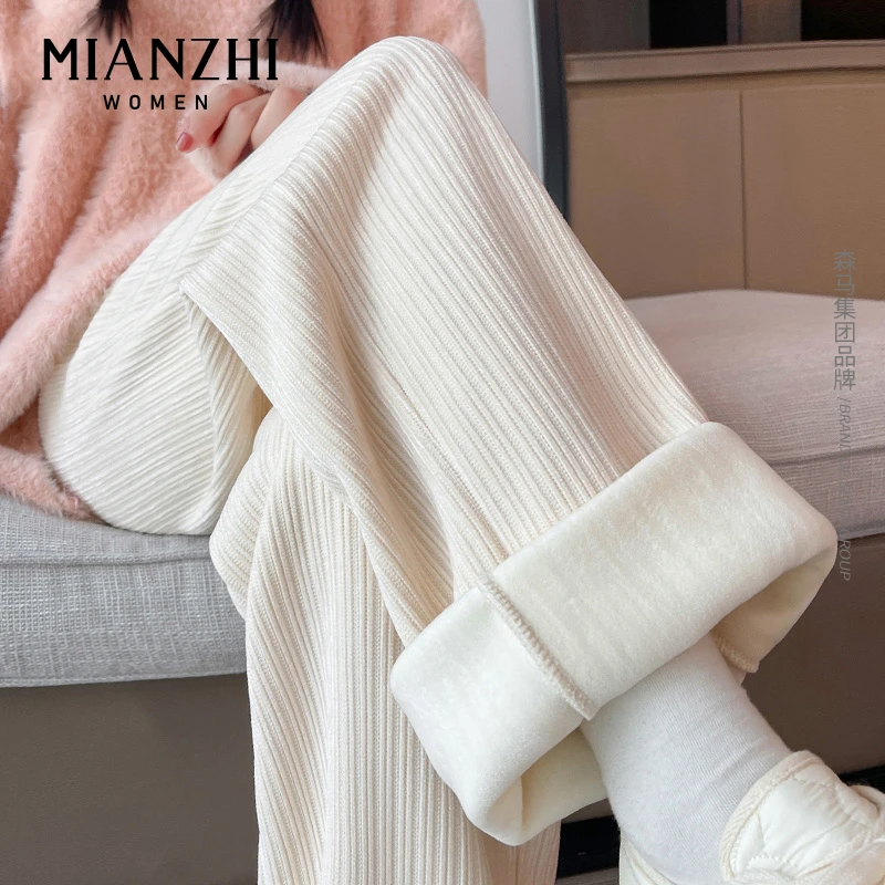 棉致洋气小众休闲运动裤女秋冬2024新款加绒加厚垂感雪尼尔阔腿裤