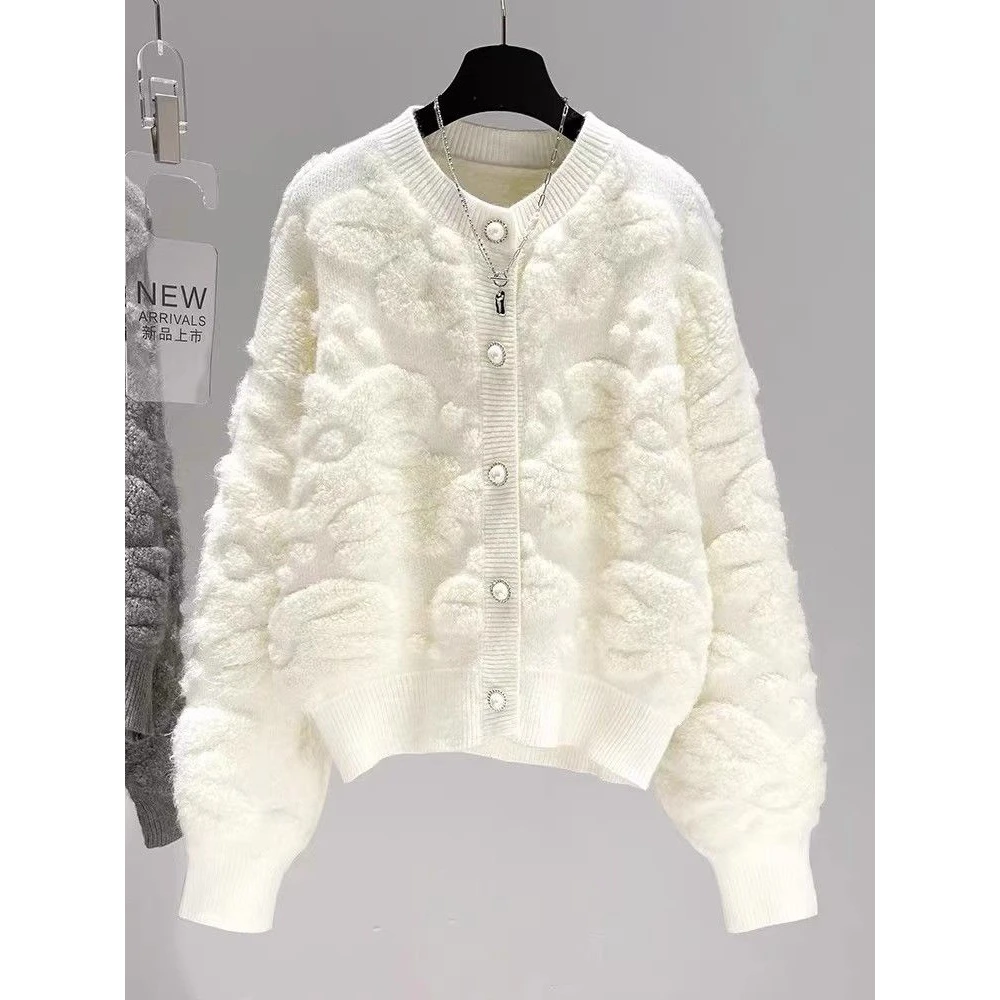 开衫毛衣2023春秋韩版新款女宽松秋冬短款加厚针织衫外套长袖上衣