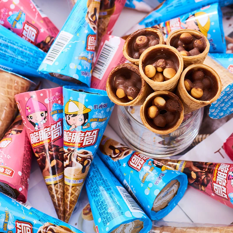 杰顿巧克力脆筒夹心脆皮饼干冰淇淋造型甜蛋筒儿童休闲零食脆脆筒