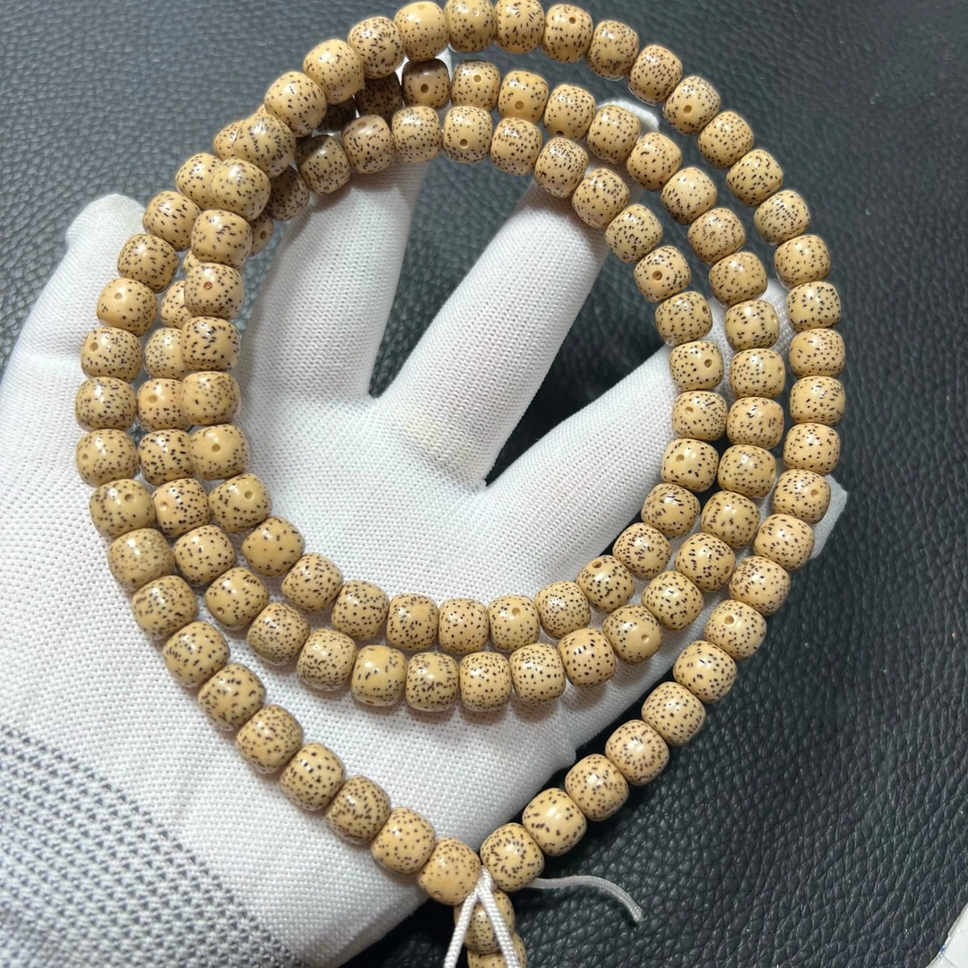 0342星月菩提鸡油黄9×8老型桶珠不足尺120颗左右手串手持脖挂贰