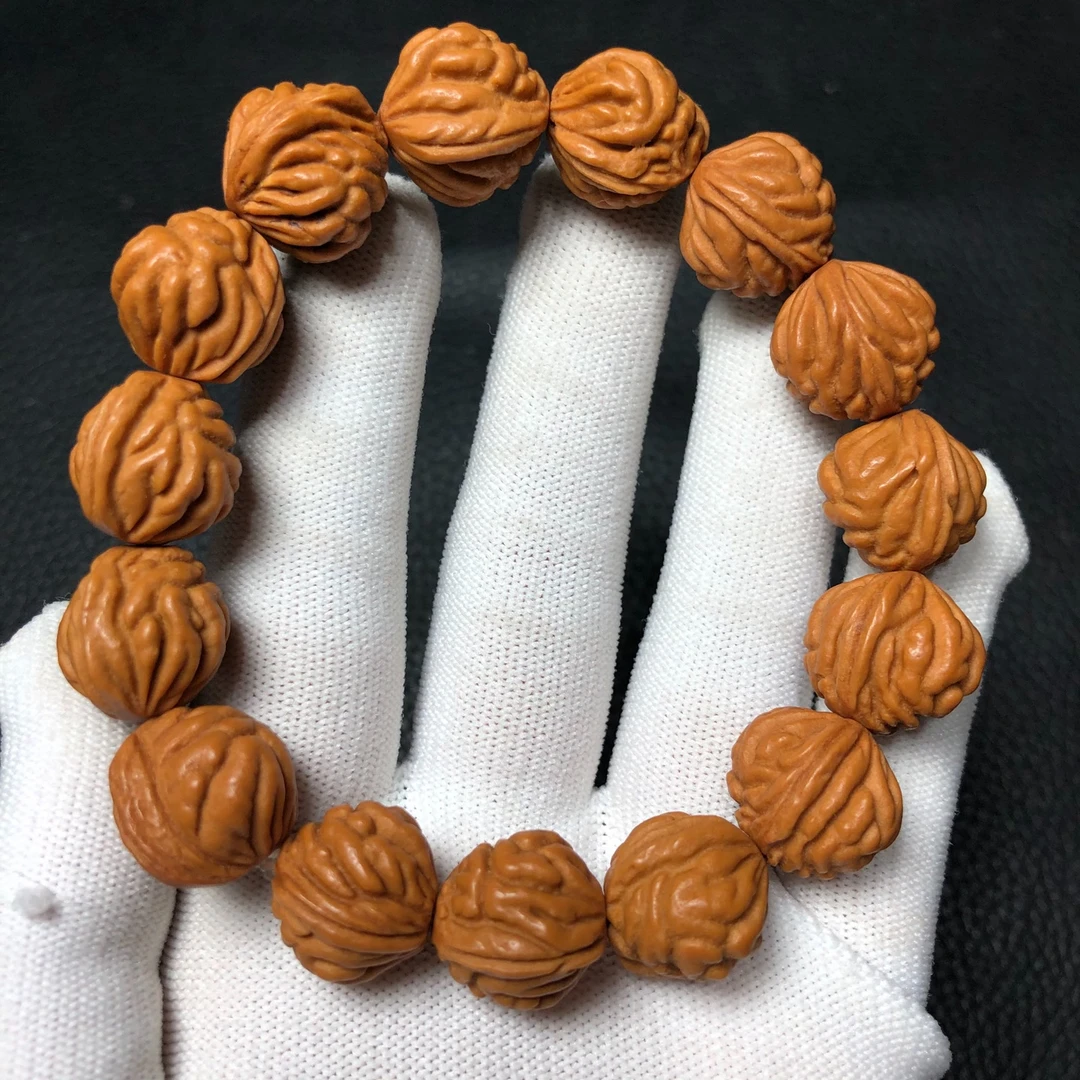 0434龙纹桃核金鱼眼尺寸 15mm左右干刷打底  纹路巨漂亮手串