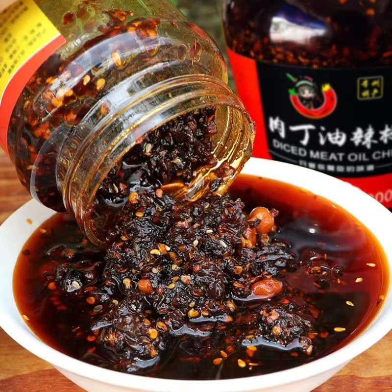 贵州特产香辣肉丁蒜香油辣椒正宗遵义凉拌面下饭红油海椒油泼辣子