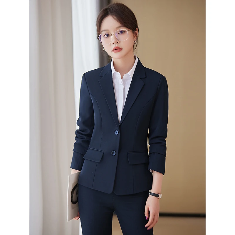 黑色职业西装套装女春秋2024新款面试正装气质工作服工装西服外套