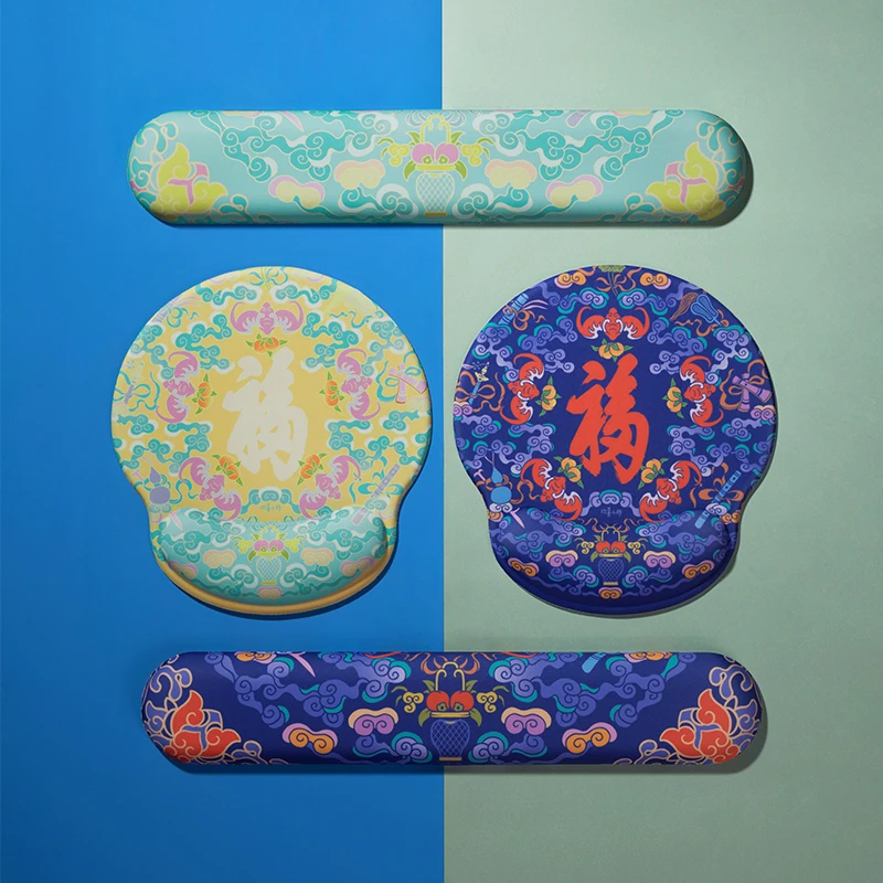欢喜小将《福在手中》加厚国潮鼠标垫创意键盘托办公电脑护腕手托