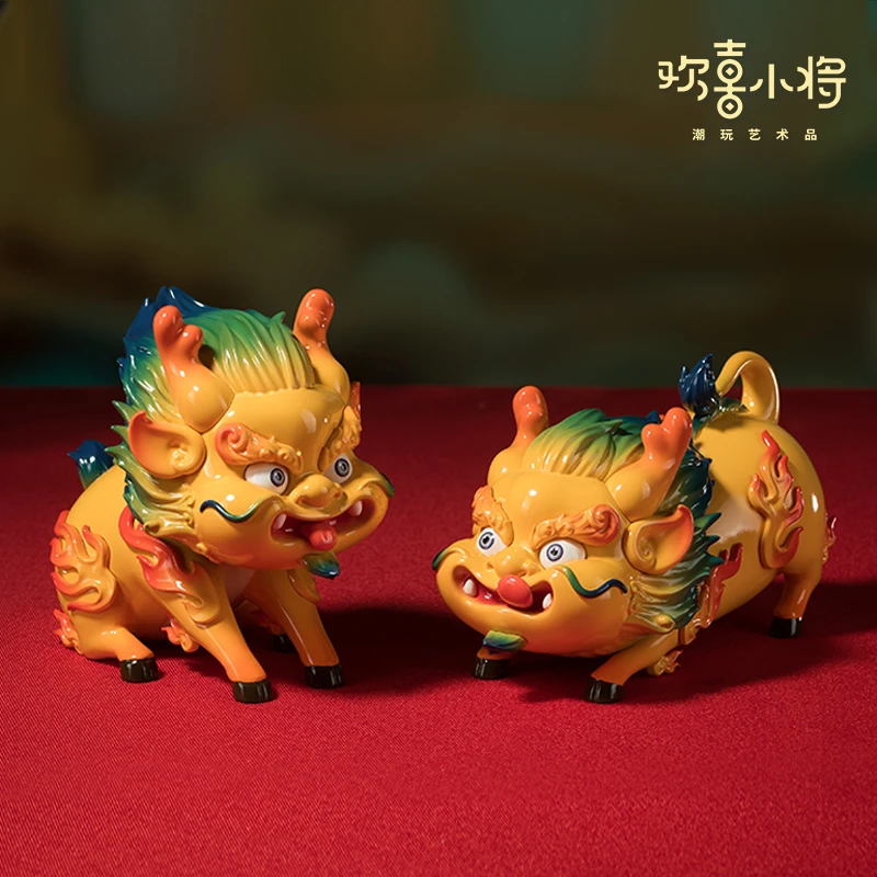 欢喜小将《吉祥、如意麒麟》祥瑞摆件pu材质客厅十大上档次摆件