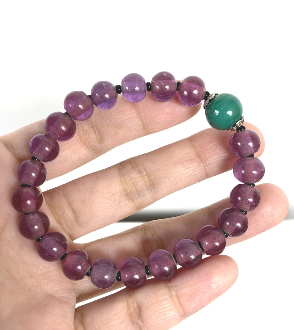 老琉璃紫透色琉璃手串珠子直径10mm左右