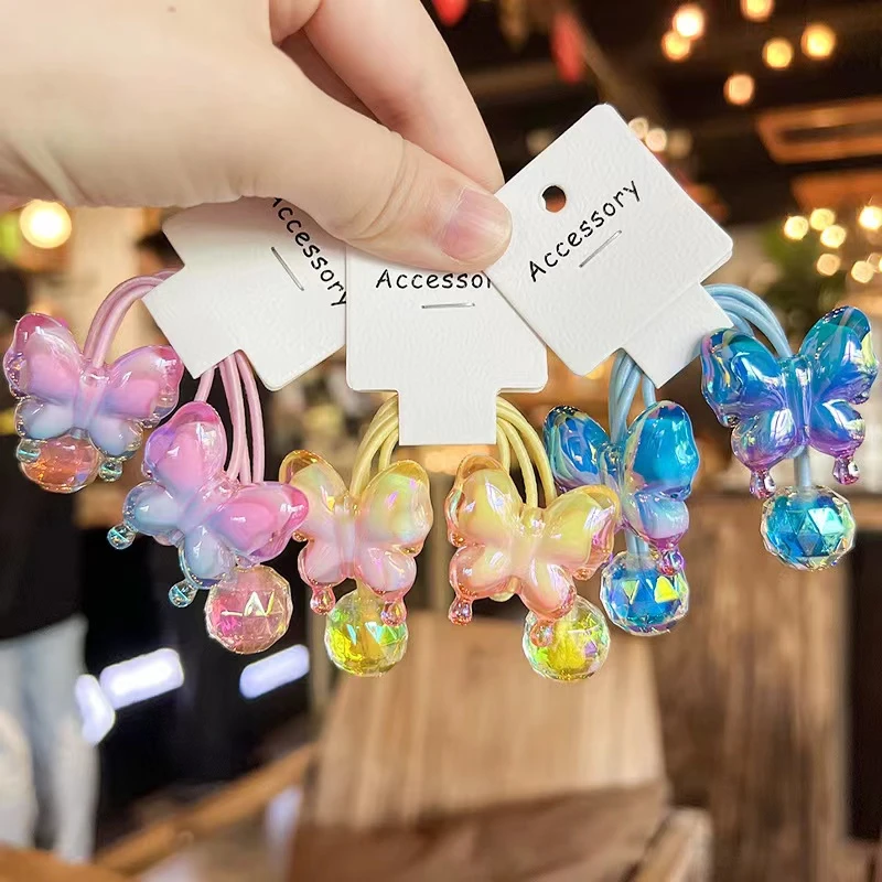 女童发饰超萌渐变色蝴蝶结发绳绕绕发圈学生扎马尾不伤发皮筋