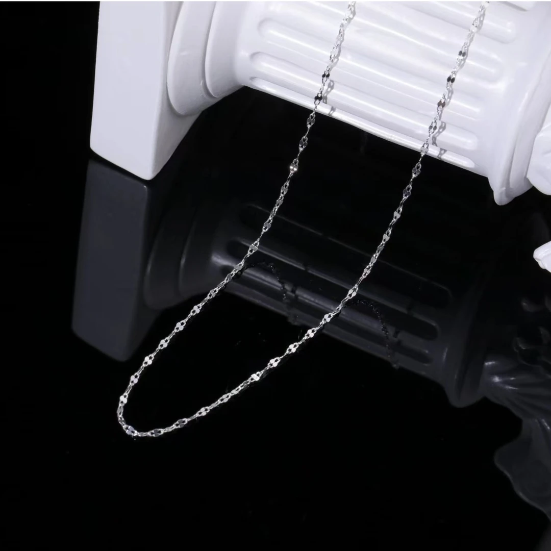 链子足银 瓦片嘴唇片片链简约时尚百搭高级锁骨链素链