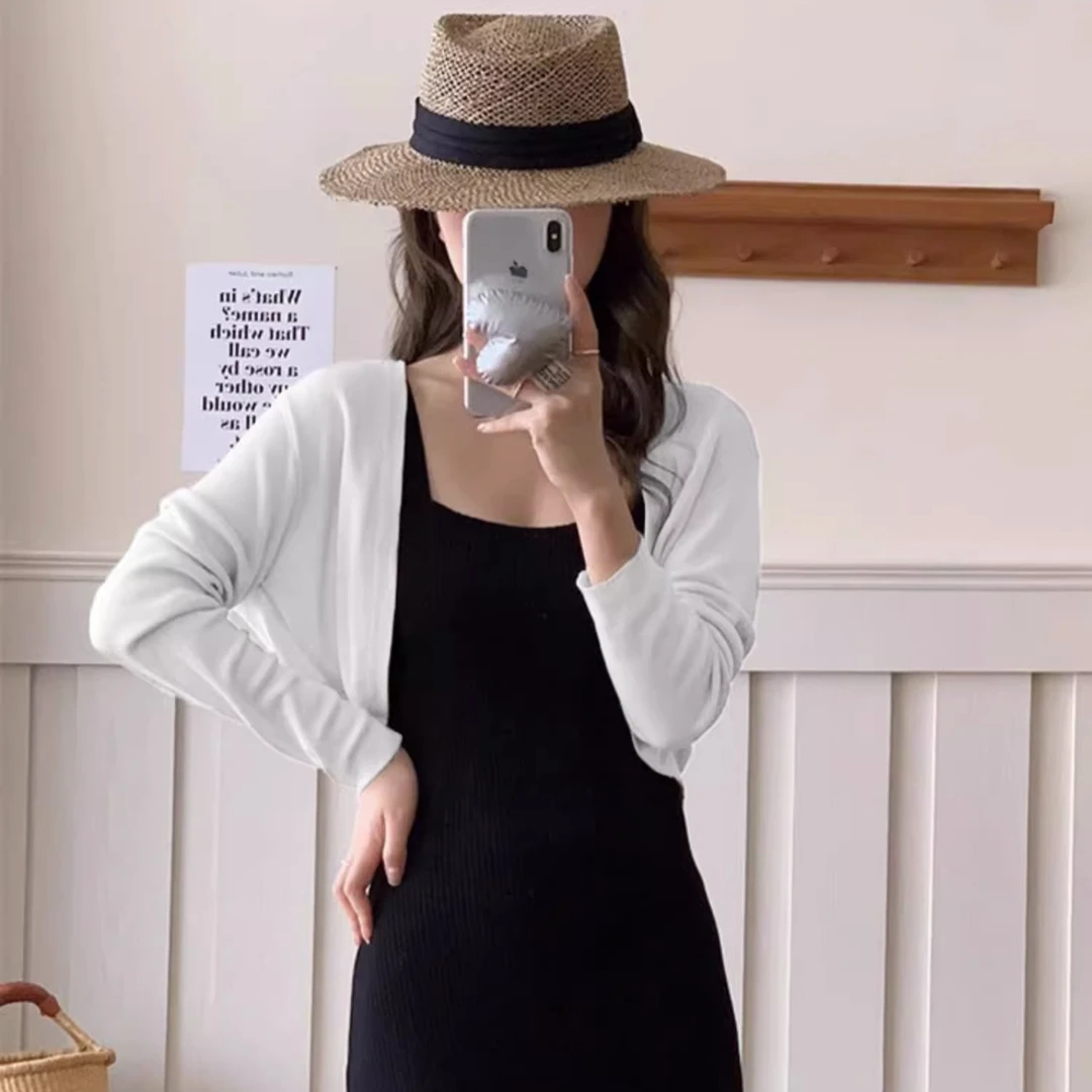 法式坎肩小披肩薄款针织开衫女夏季薄款配吊带裙外搭罩衫冰丝上衣