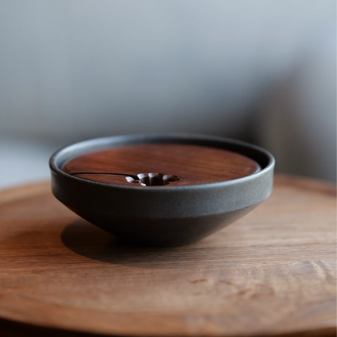 黑胡桃茶盘纯手工紫砂胎窑变釉圆形茶具茶道复古创意简约壶承泡台
