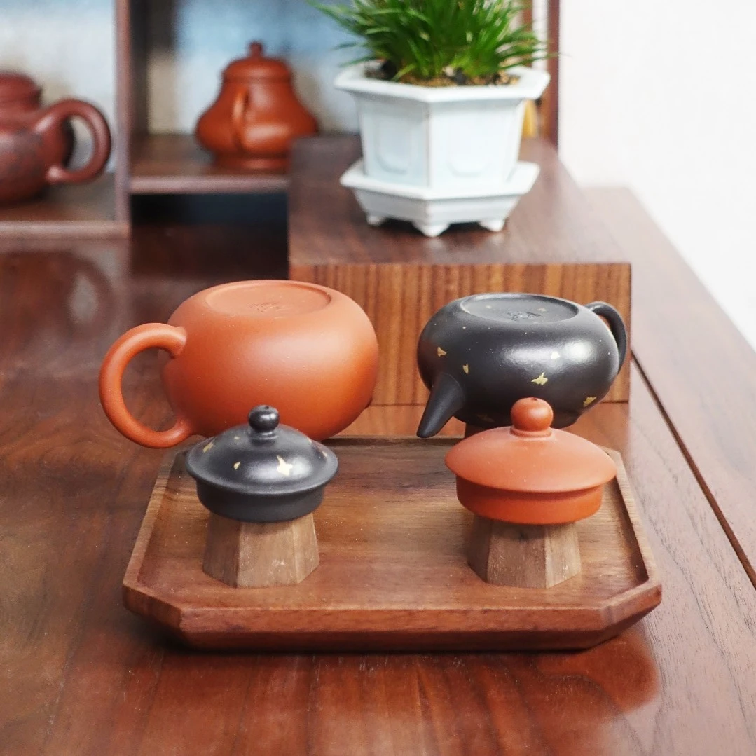 北美黑胡桃八方紫砂壶晾干架木质家用摆件壶架简约酒杯架精致个性